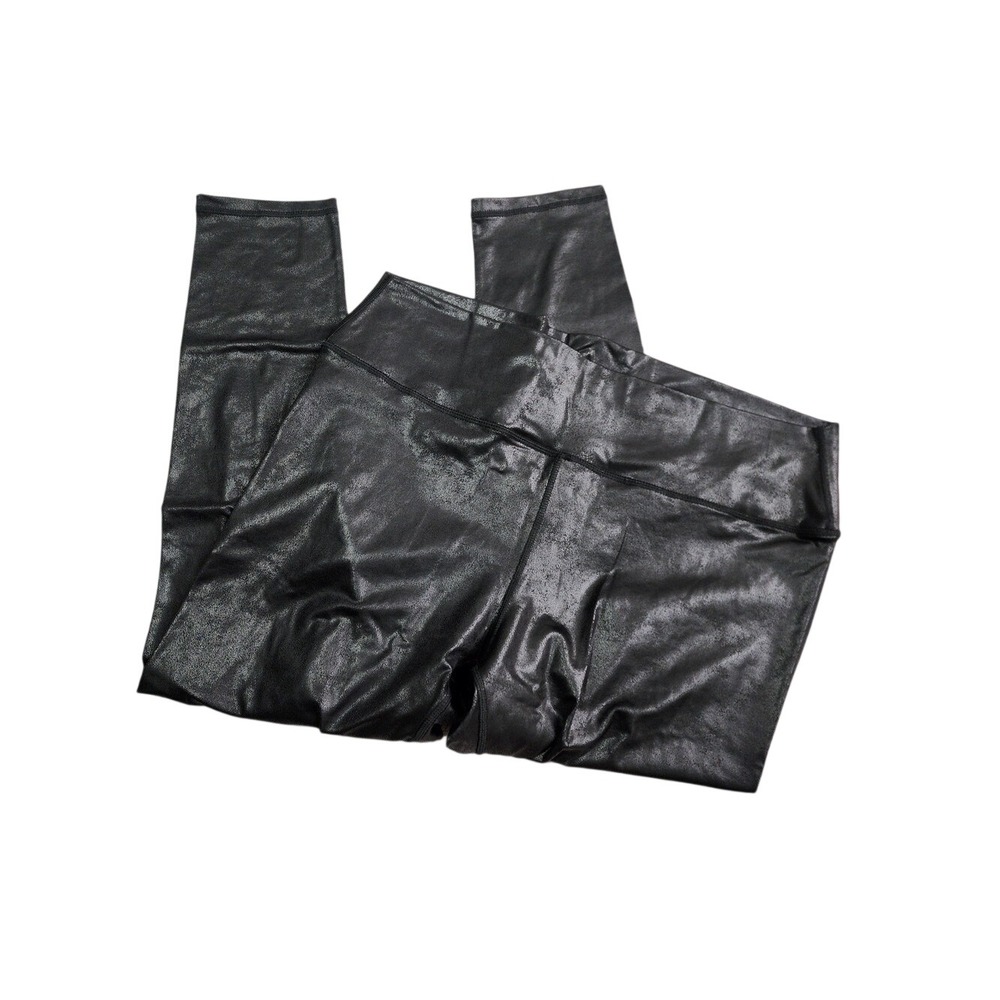 Black Tape Shiny Faux Leather‎ Leggings Black High Rise Evening Party 1X
